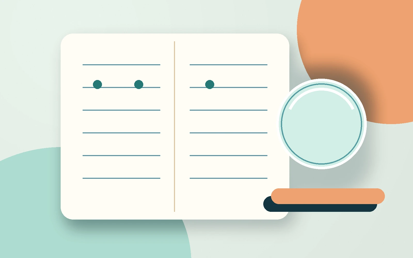 Open bladder diary beside a pen and water glass