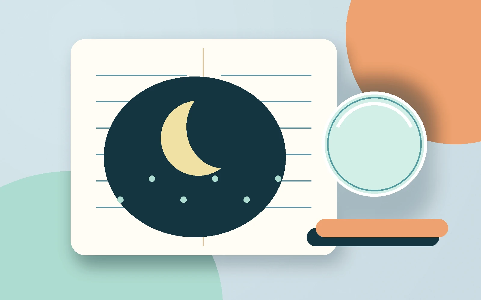 Moonlit journal illustration for recording nighttime bathroom trips
