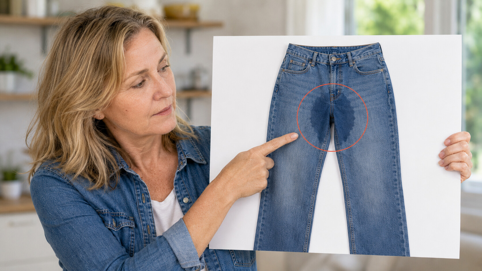 Illustrative image of a woman discussing bladder leaks; open the partner video